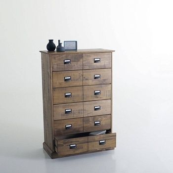 Комод высокий из массива сосны с 6 ящиками Lindley  бежевый