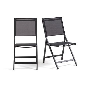 Комплект из двух раскладных стульев из алюминия Zory  черный
