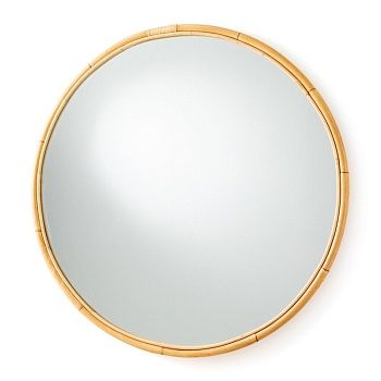 Зеркало круглое с рамкой из ротанга 120 см Nogu  бежевый