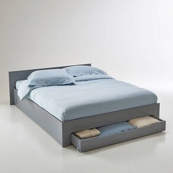Кровать 2-х местная с кроватным основанием и ящиком Crawley  160 x 200 см серый