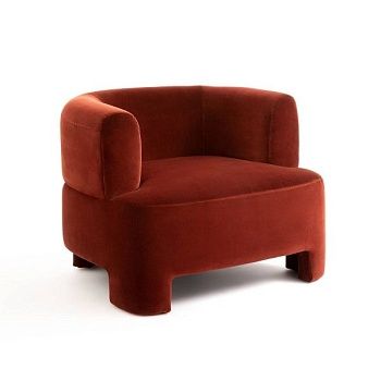 Кресло из велюра  Darrel  красный
