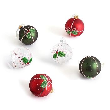 Набор из трех шаров новогодних из декорированного стекла Opari  красный