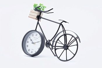 Часы настольные Велосипед с суккулентом
