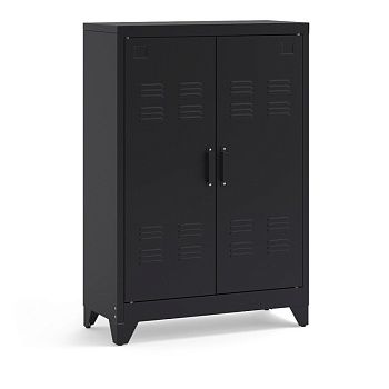 Шкаф низкий с 2 дверками из металла Hiba  черный