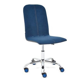 Кресло ТС 47х41х103 см флок, кожзам синий/металлик