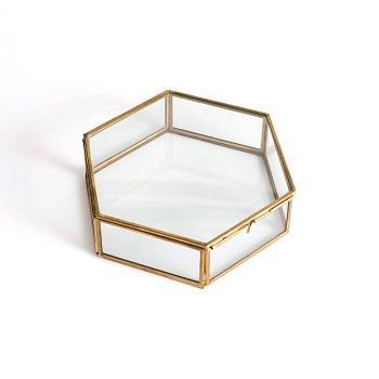 Коробка Шестиугольная из стекла и латуни Uyova
