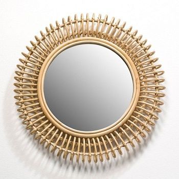 Зеркало круглое из ротанга Tarsile 60 см  бежевый