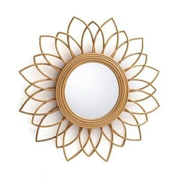 Зеркало из ротанга в форме цветка 65 см Nogu  бежевый