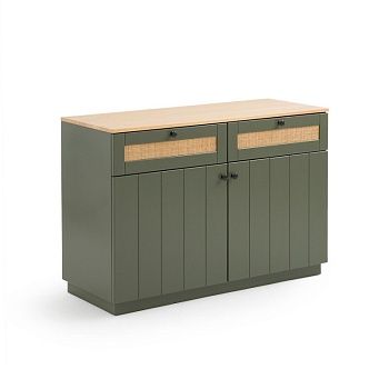 Шкаф для посуды с двумя дверцами и двумя ящиками из сосны Nourry  зеленый