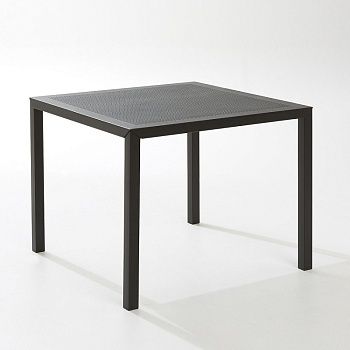 Квадратный садовый стол CHOE из перфорированного металла  черный