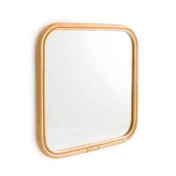 Зеркало квадратное с отделкой ротангом 60x60 см Nogu  бежевый