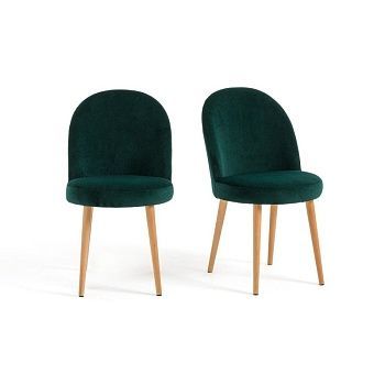 Комплект из двух велюровых стульев Ins  зеленый