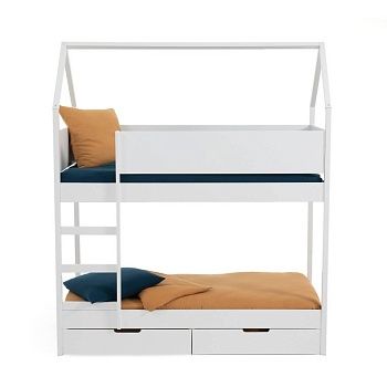 Кровать 2-ярусная с ящиками и кроватными основаниями Solal  90 x 190 см белый