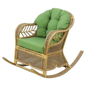 Кресло-качалка Rattan grand Brown с подушками