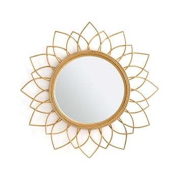 Зеркало ротанговое в форме цветка 90 см Nogu  бежевый