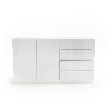 Шкаф низкий с отделением для одежды с 2 дверцами и 4 ящиками LEO  белый